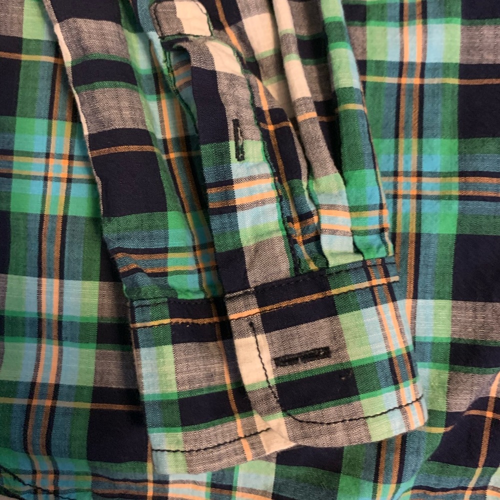 Cat & Jack Plaid Green Button Up - Picture 7 of 9